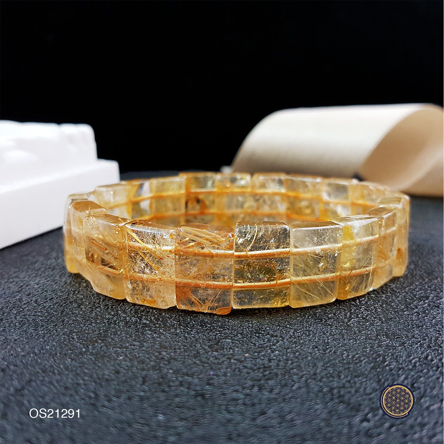 9.5mm x 14mm Gold Rutilated Flat Bracelet