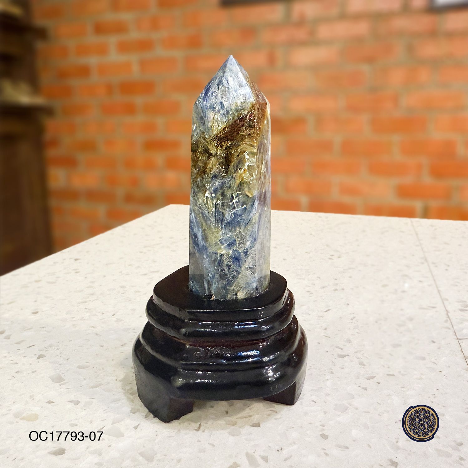 蓝晶石柱搭配木座 -0.095KGS