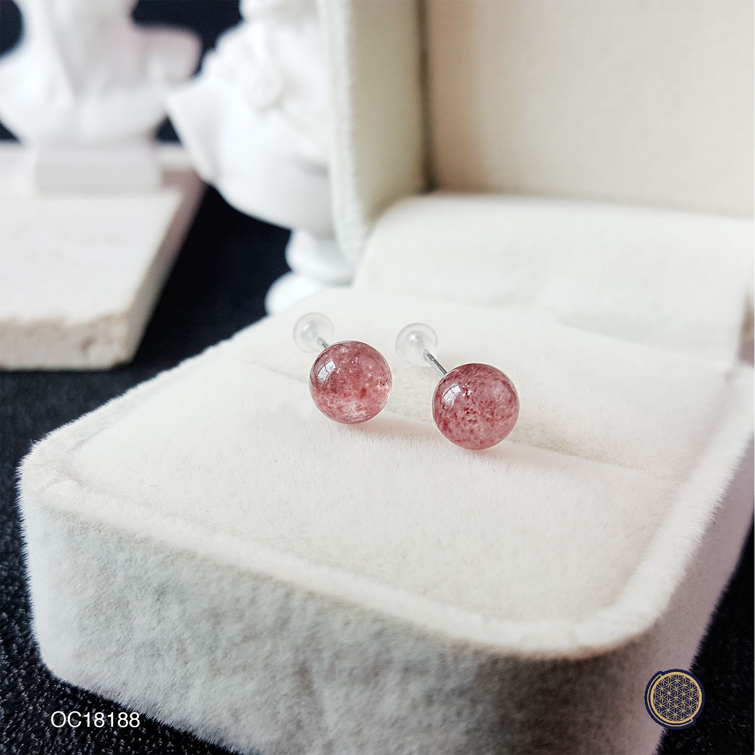 7mm Strawberry Stone Round Bead Earring