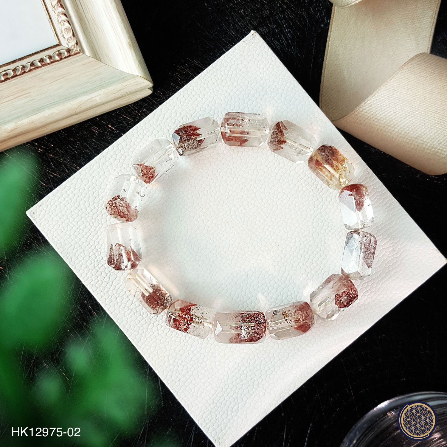 9.5mm Red Phantom Quartz Hexagonal Barrel Shape Bracelet