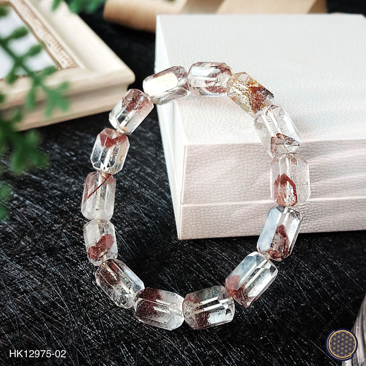 9.5mm Red Phantom Quartz Hexagonal Barrel Shape Bracelet