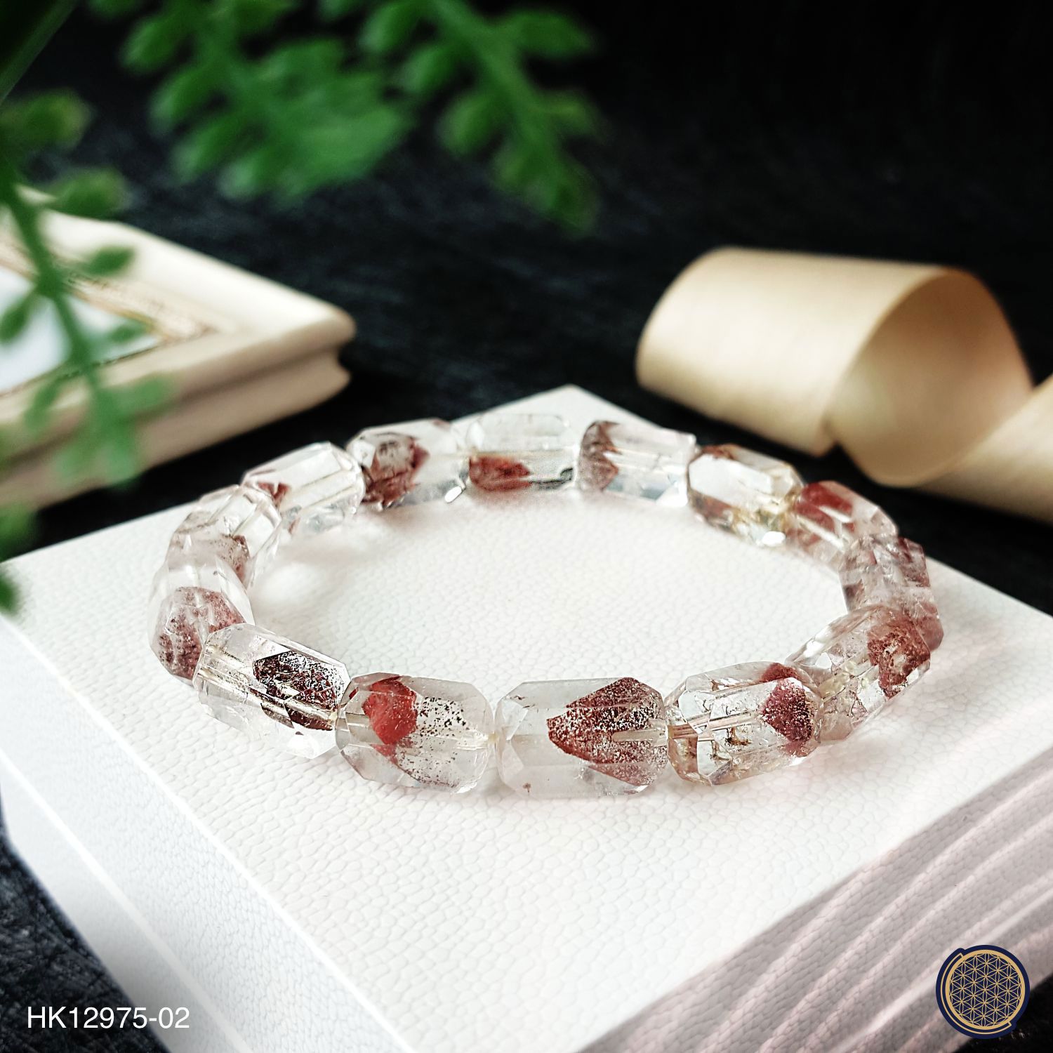 9.5mm Red Phantom Quartz Hexagonal Barrel Shape Bracelet