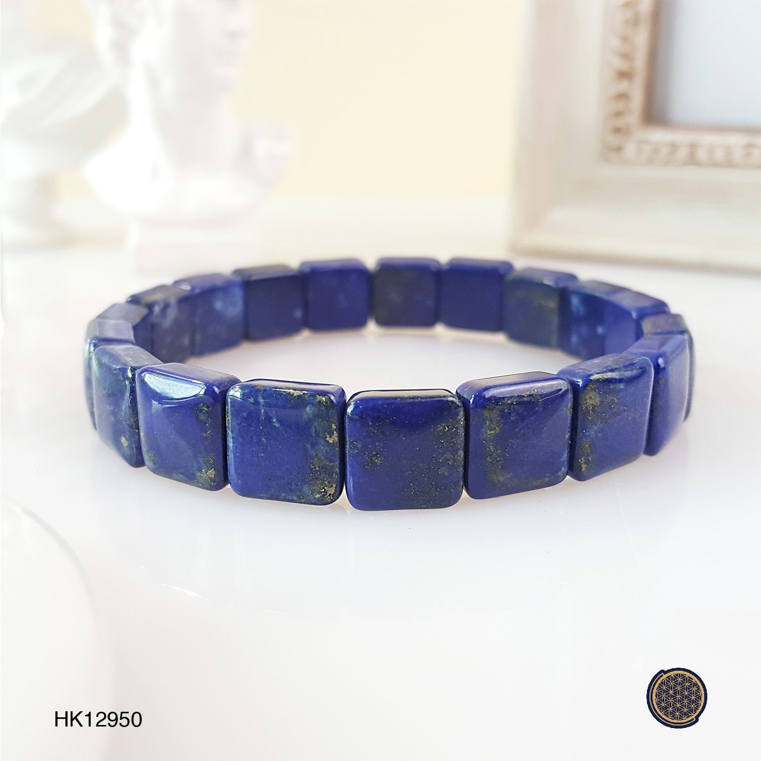 10mm Lapis Lazuli Square Flat Bracelet