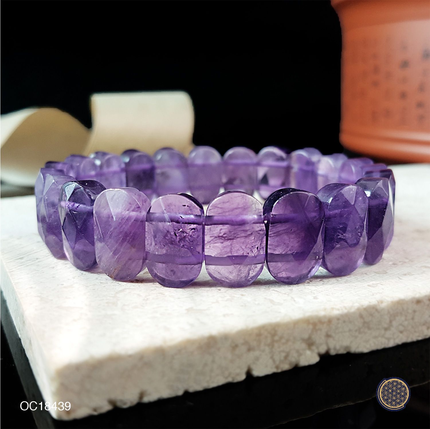 9X14mm Amethyst Rice Shape Cutting Flat Bracelet