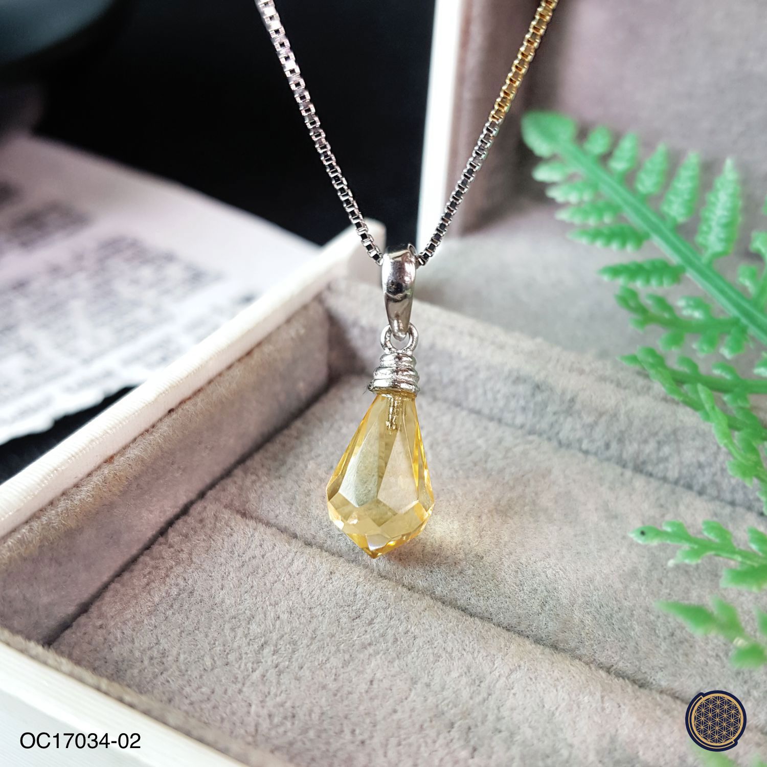 8mm x 22mm Citrine Cutting Pendant (925) 