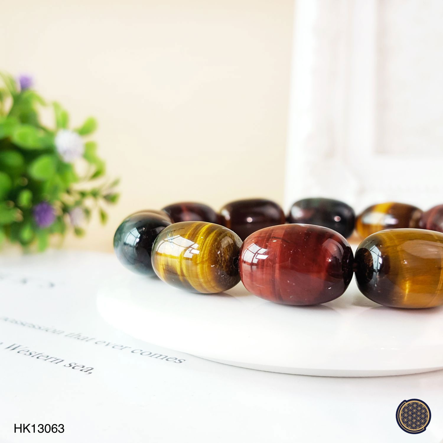 11mm Mixed Tiger Eye  Barrel Bead Bracelet