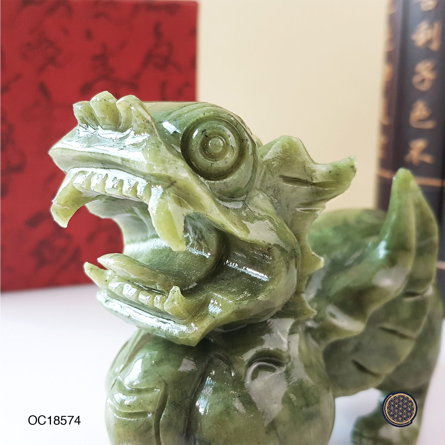 岫玉雕刻招财貔貅摆件(10CM)