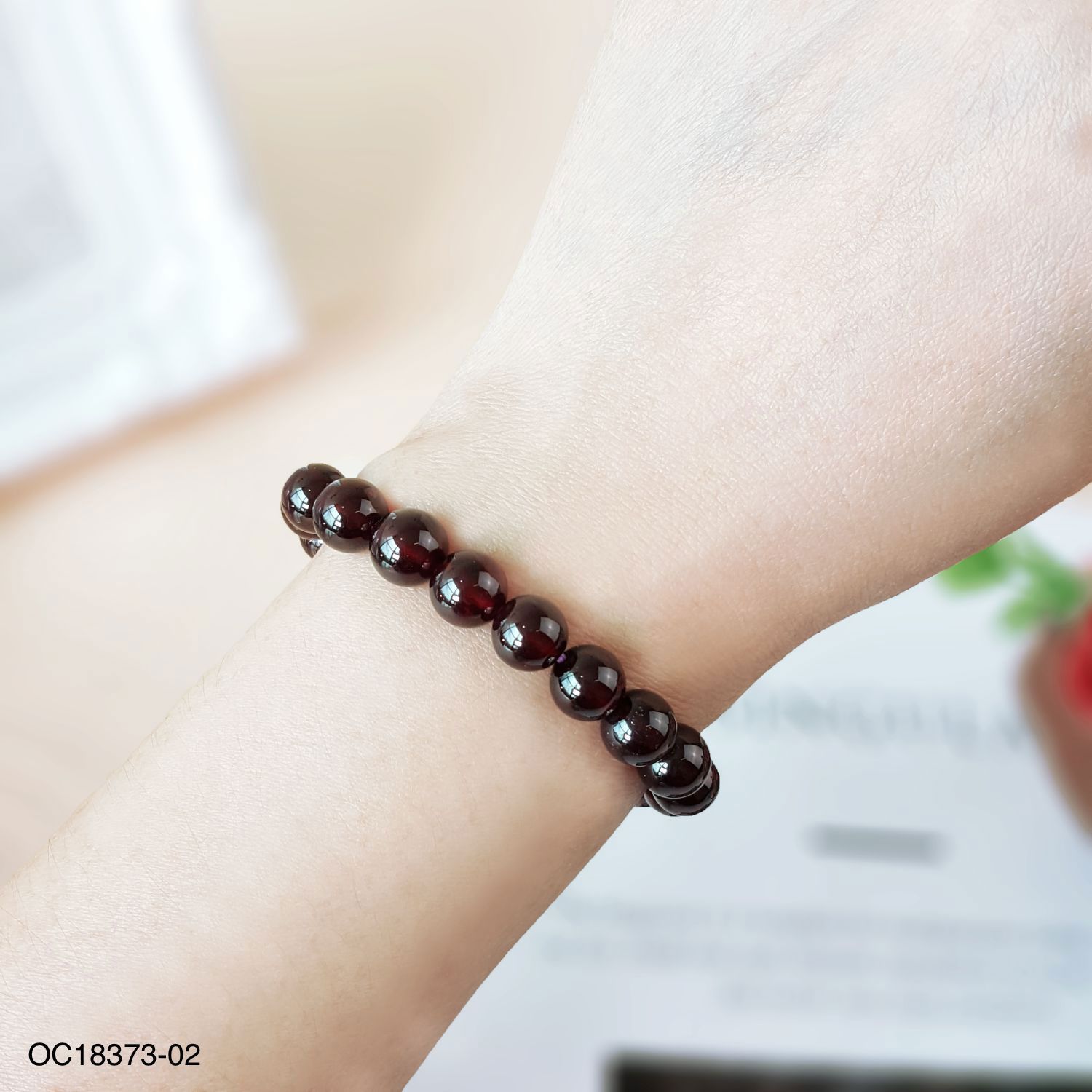 8-8.5mm Purple Garnet  Bracelet