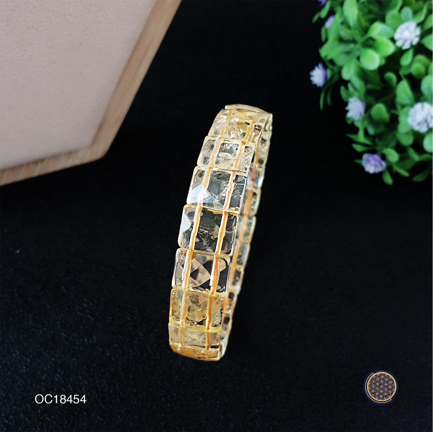 9mm x 12mm 黄水晶长方形角度手排