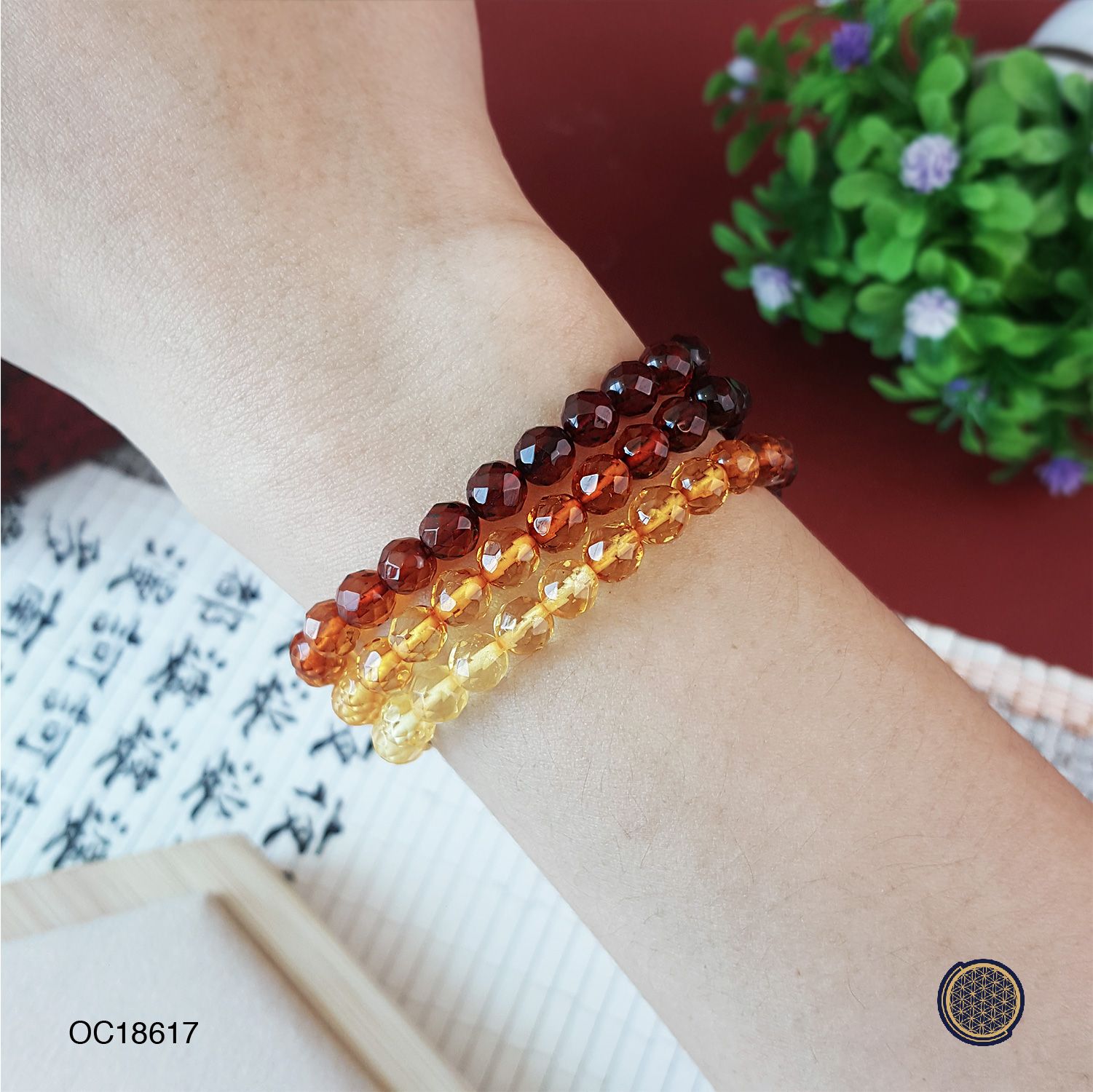 5-5.5mm Rainbow Amber Cutting Long Bracelet