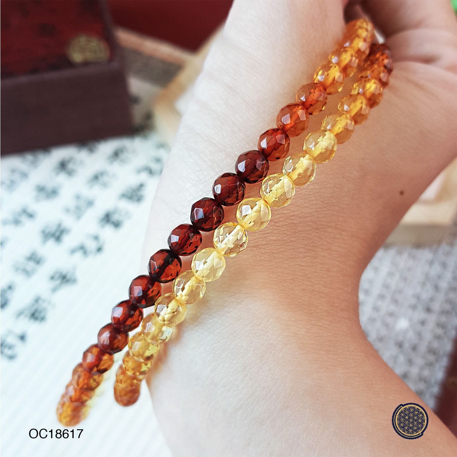 5-5.5mm Rainbow Amber Cutting Long Bracelet