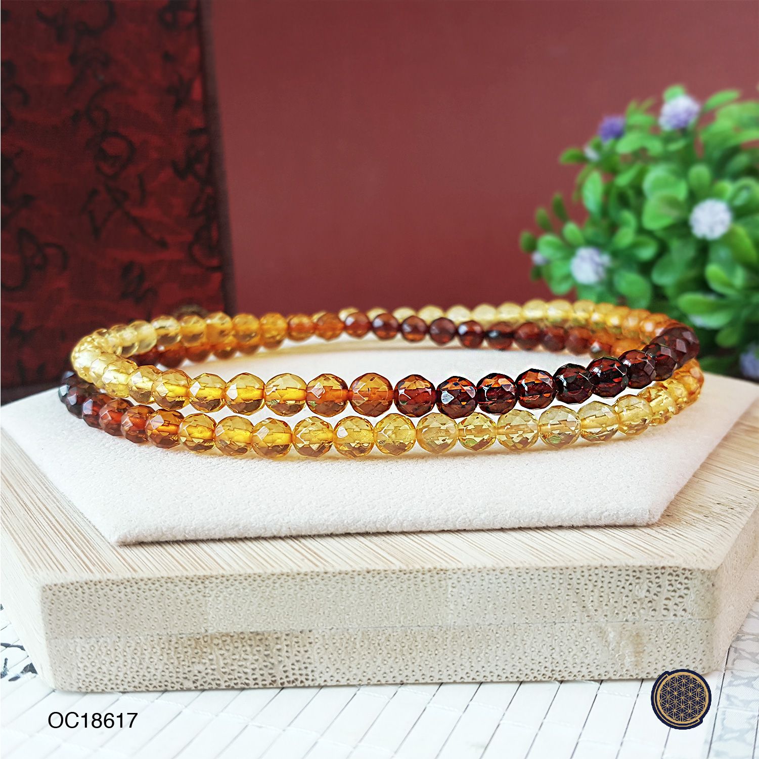 5-5.5mm Rainbow Amber Cutting Long Bracelet