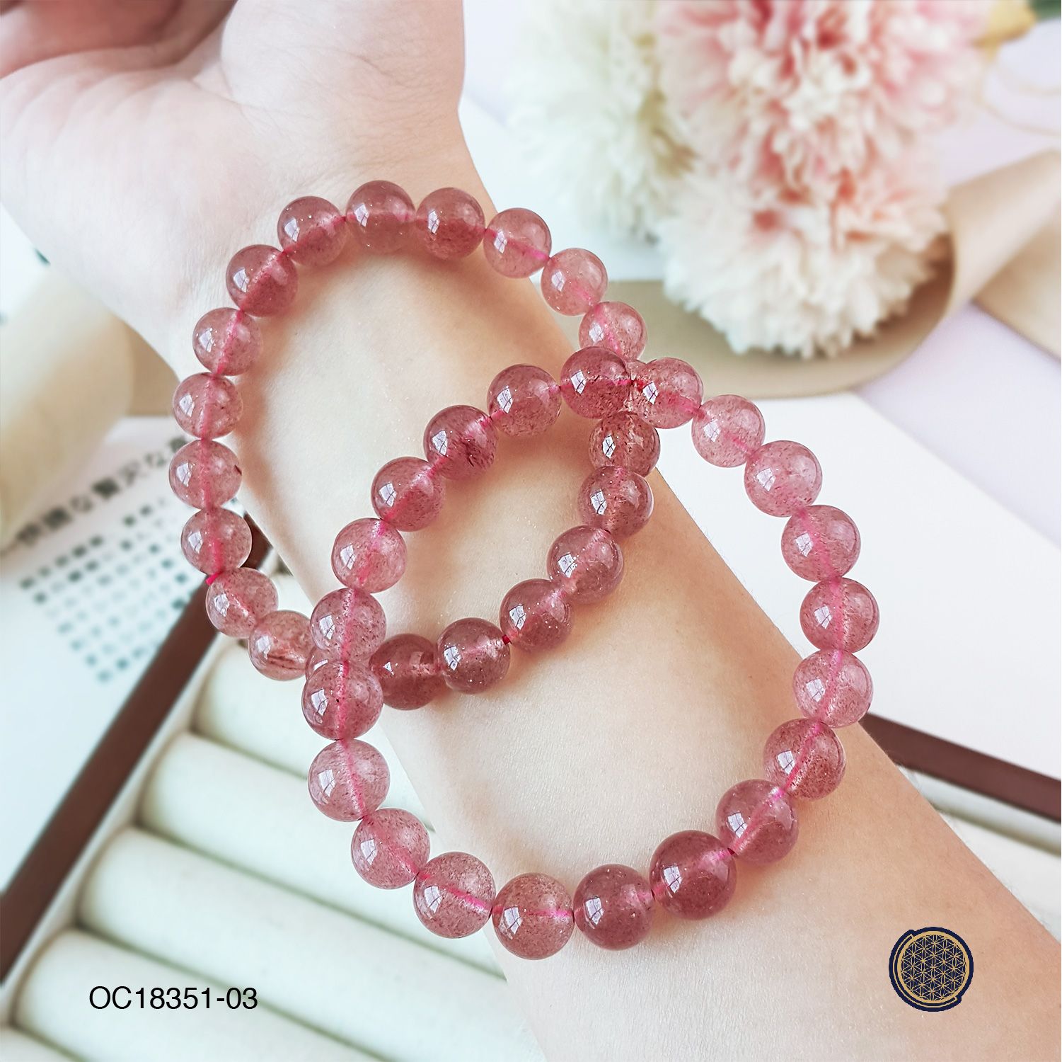 9-9.5mm Strawberry Quartz Bracelet