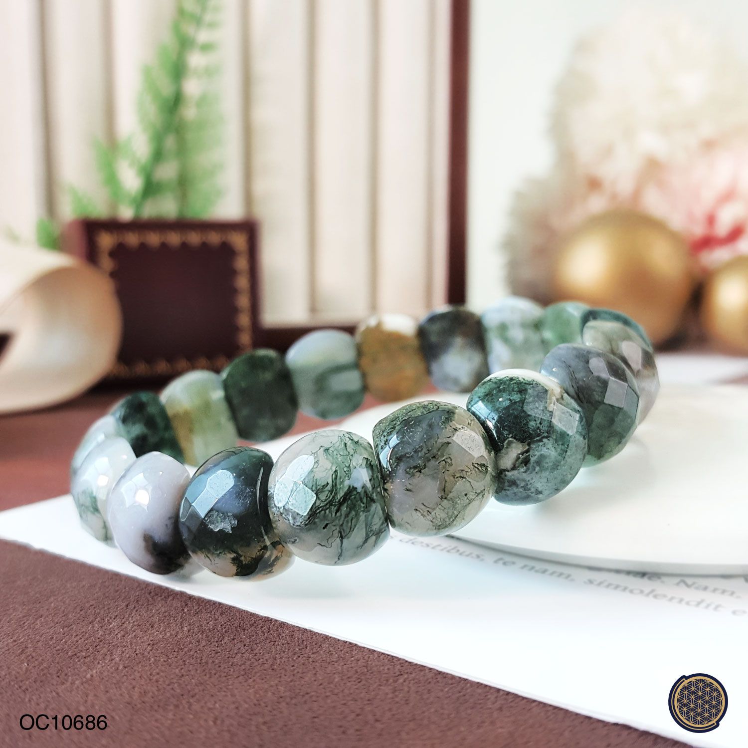 11mm x 12.5mm Moss Agate Flat Bracelet