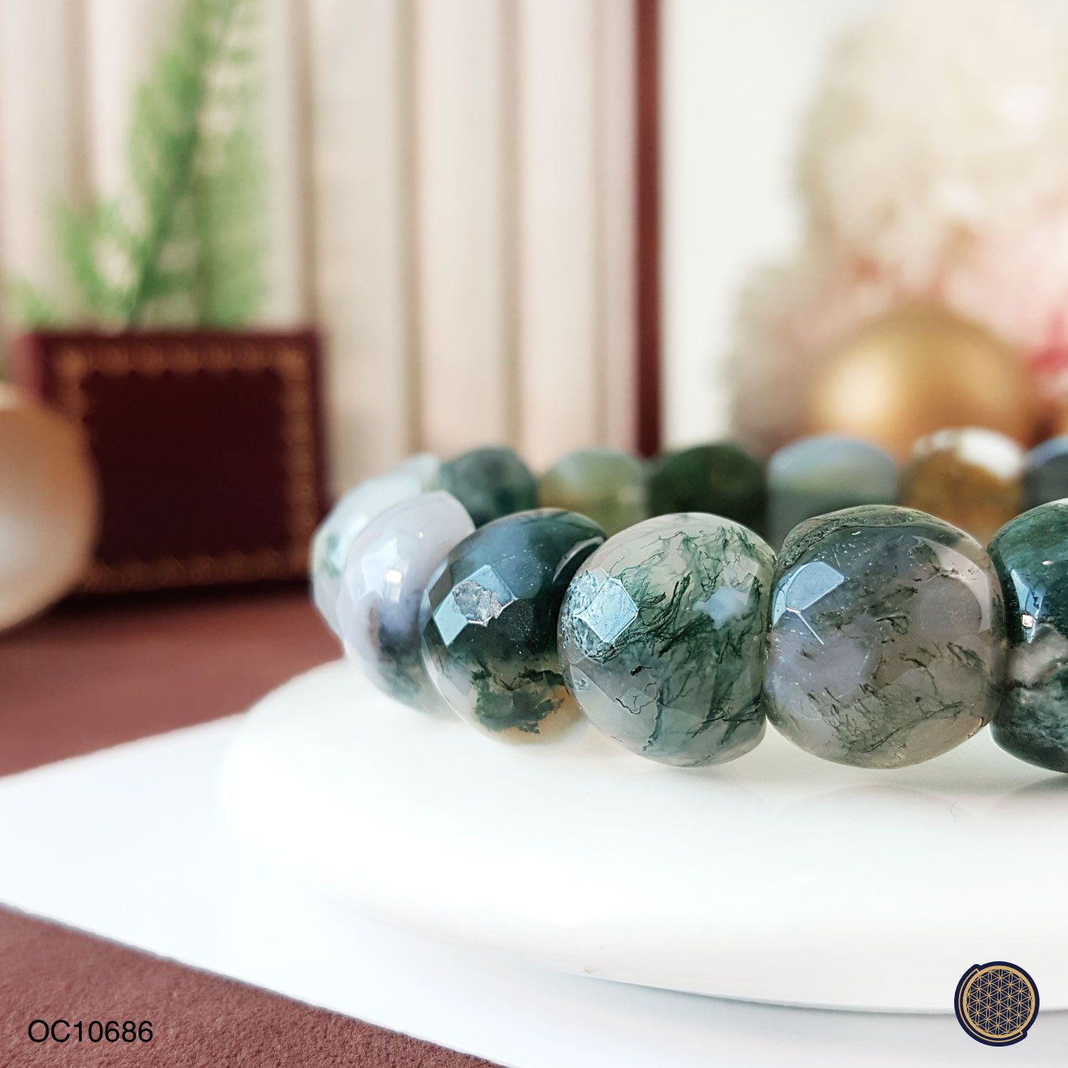 11mm x 12.5mm Moss Agate Flat Bracelet