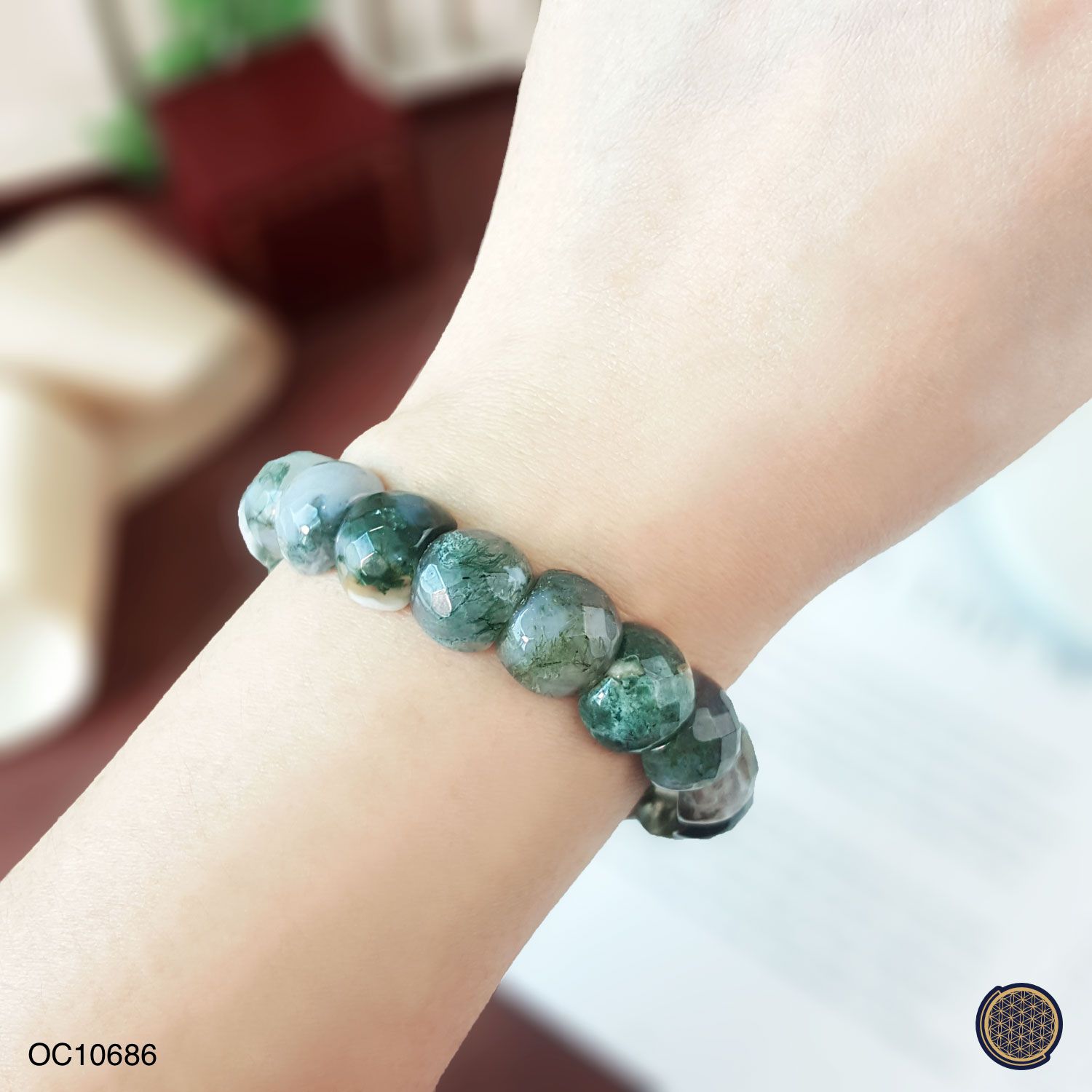 11mm x 12.5mm Moss Agate Flat Bracelet