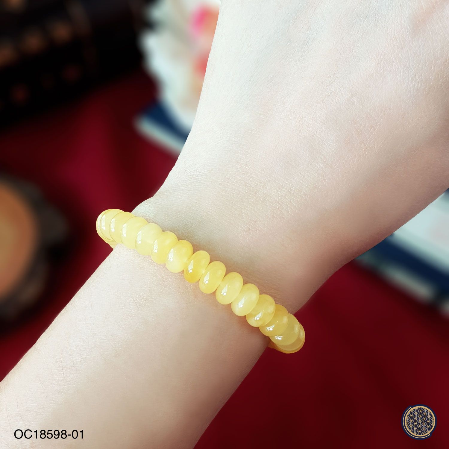 7-7.5mm Beeswax Amber Stacked Bead Bracelet