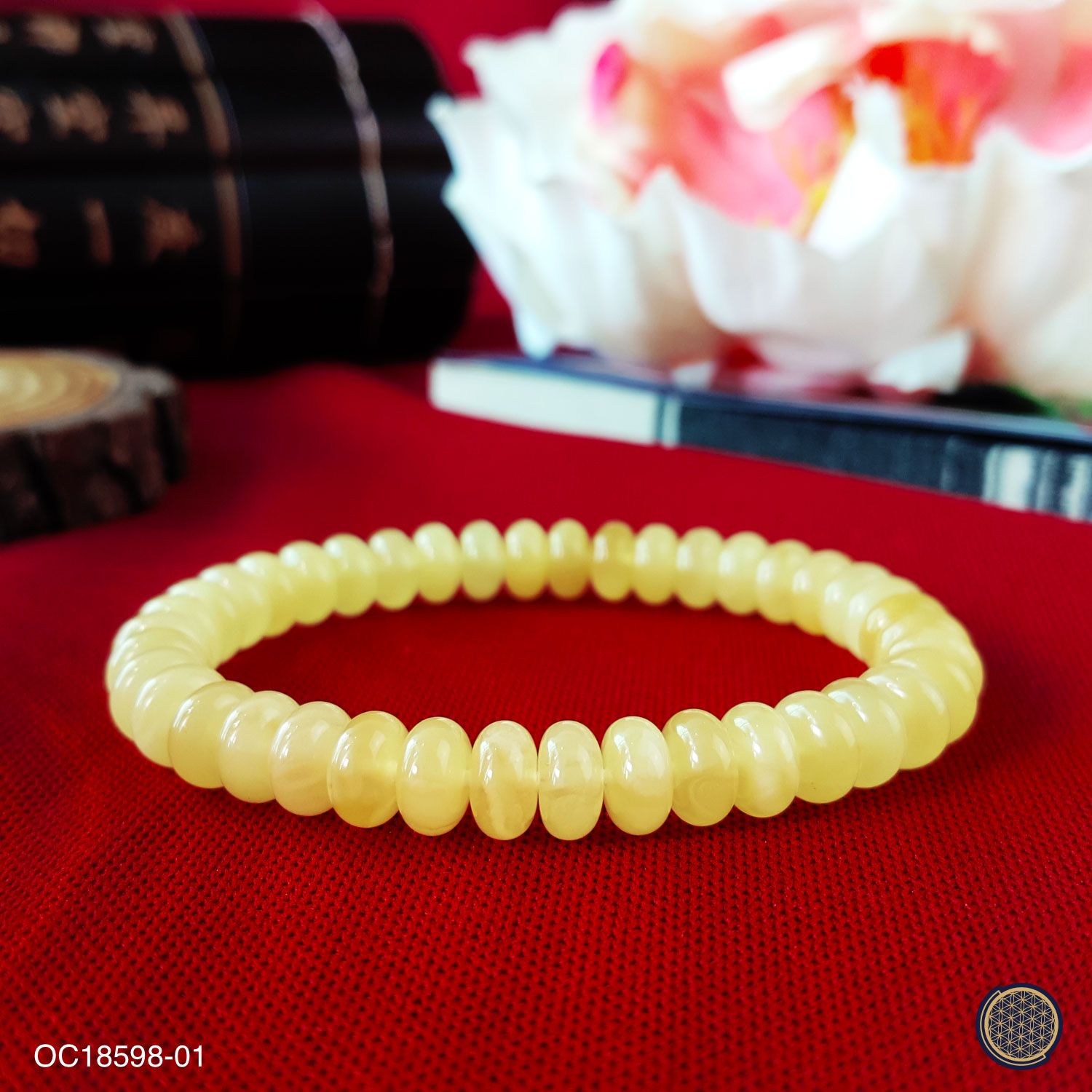 7-7.5mm Beeswax Amber Stacked Bead Bracelet