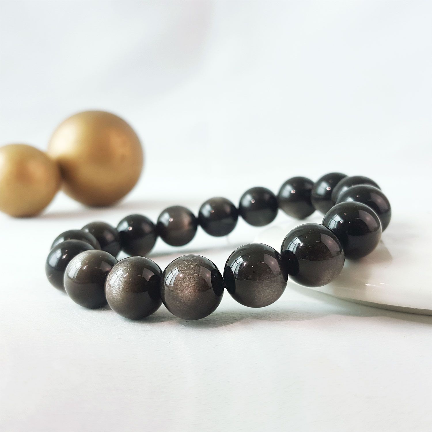 12mm 顶级银曜石手链