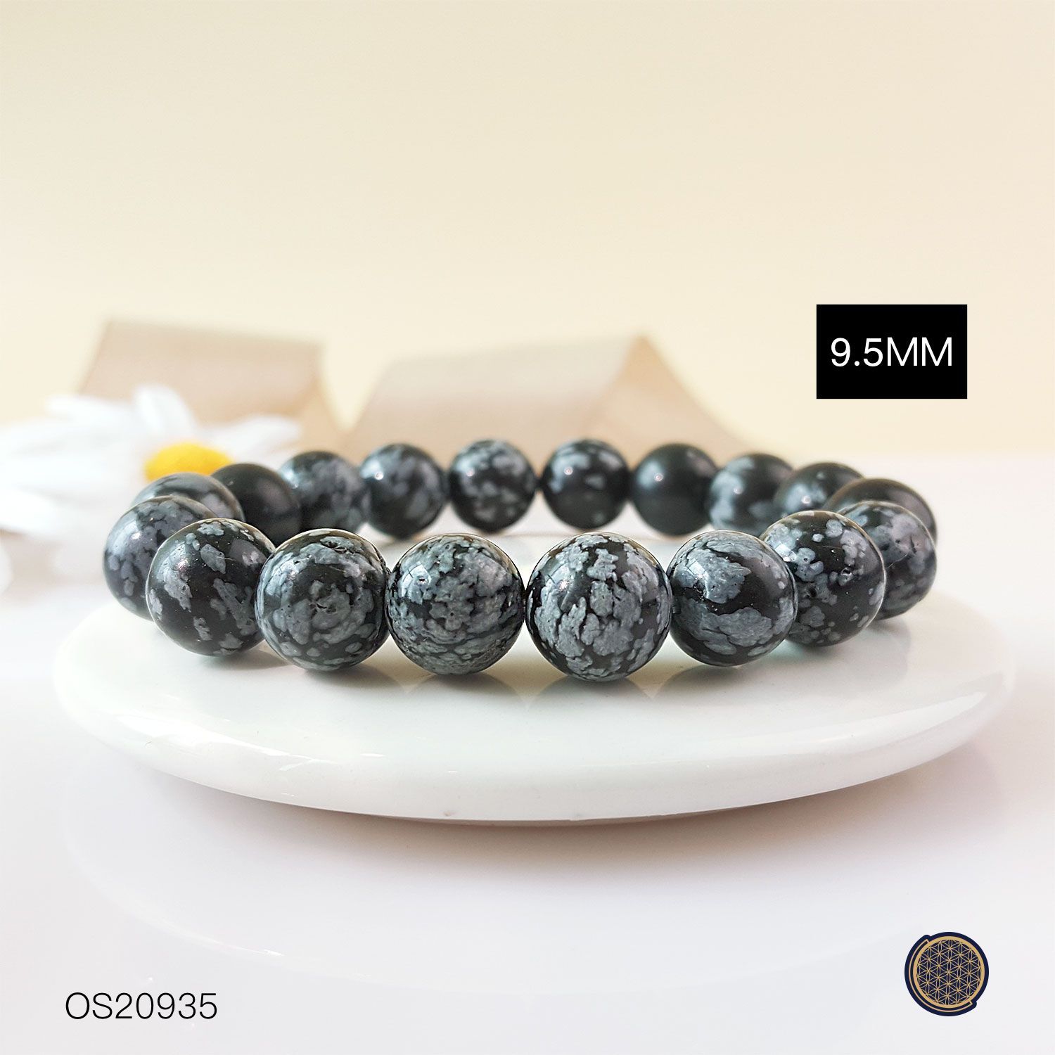 10-10.5mm 雪花黑曜石手链