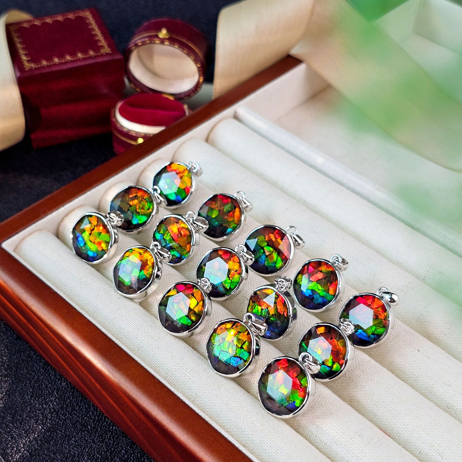 15mm 加拿大斑彩顺色拼图吊坠