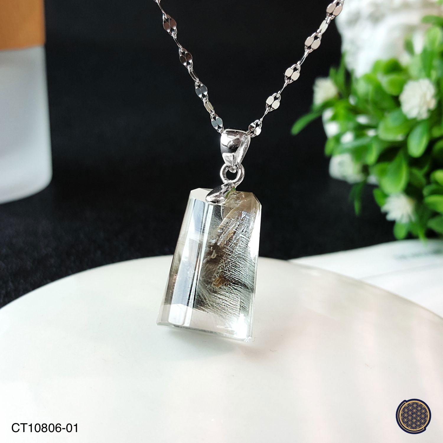 14mm x 30mm 高级黑银钛纯银吊坠