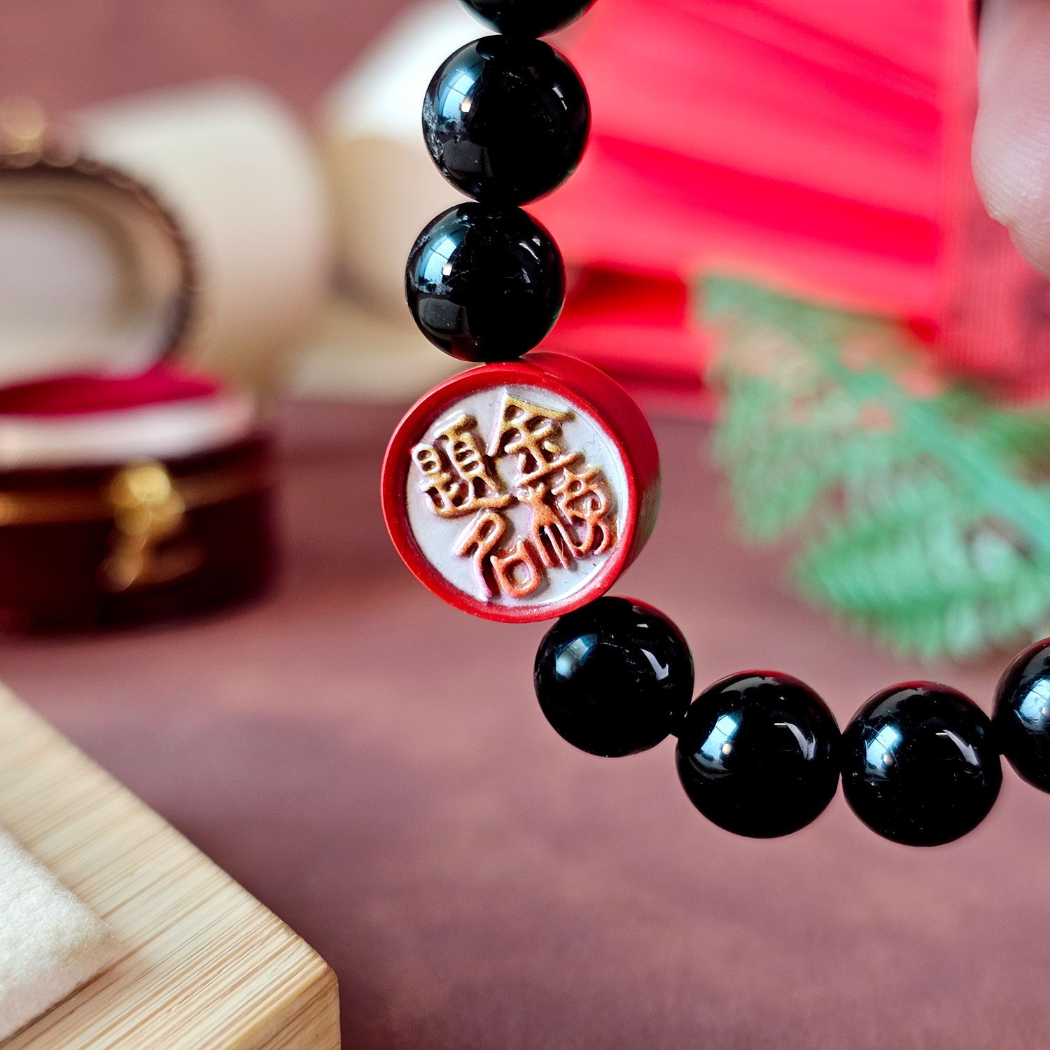 13mm 朱砂彩绘金榜题名配件