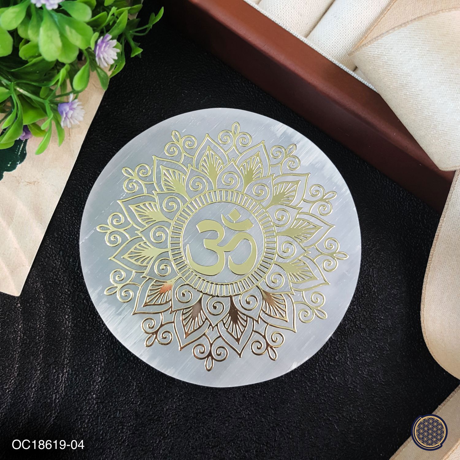 摩洛哥透石膏唵能量垫座 (8CM)