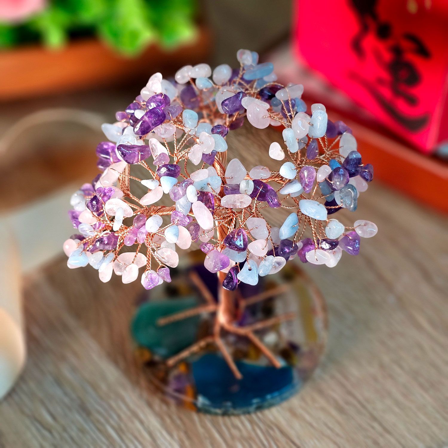 Mixed Crystal Treasure Tree With Agate Basin 
