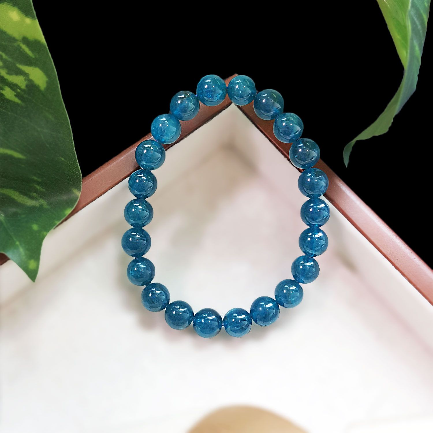 8-8.5mm High Grade Blue Apatite Bracelet