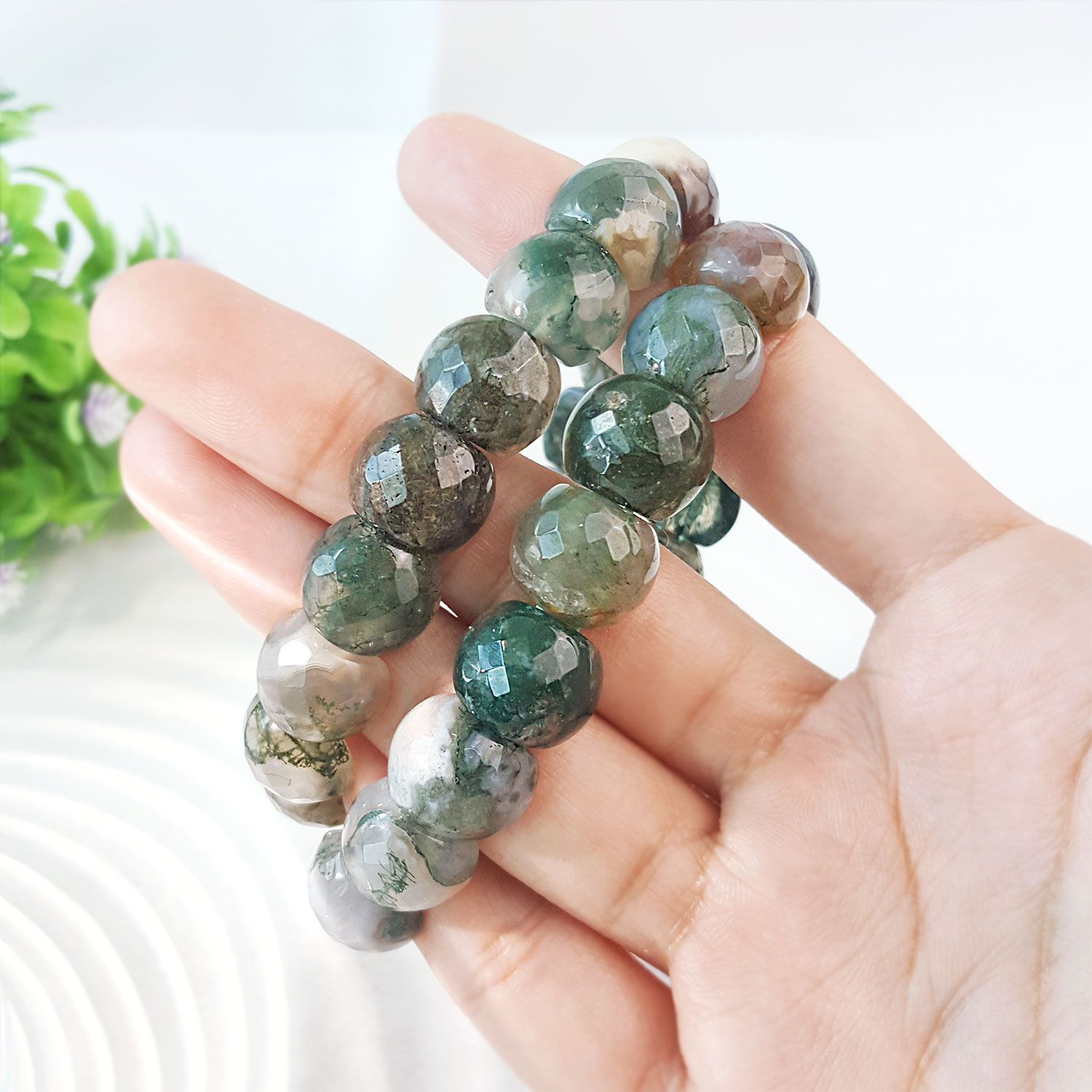 11mm x 12.5mm 水草玛瑙手排