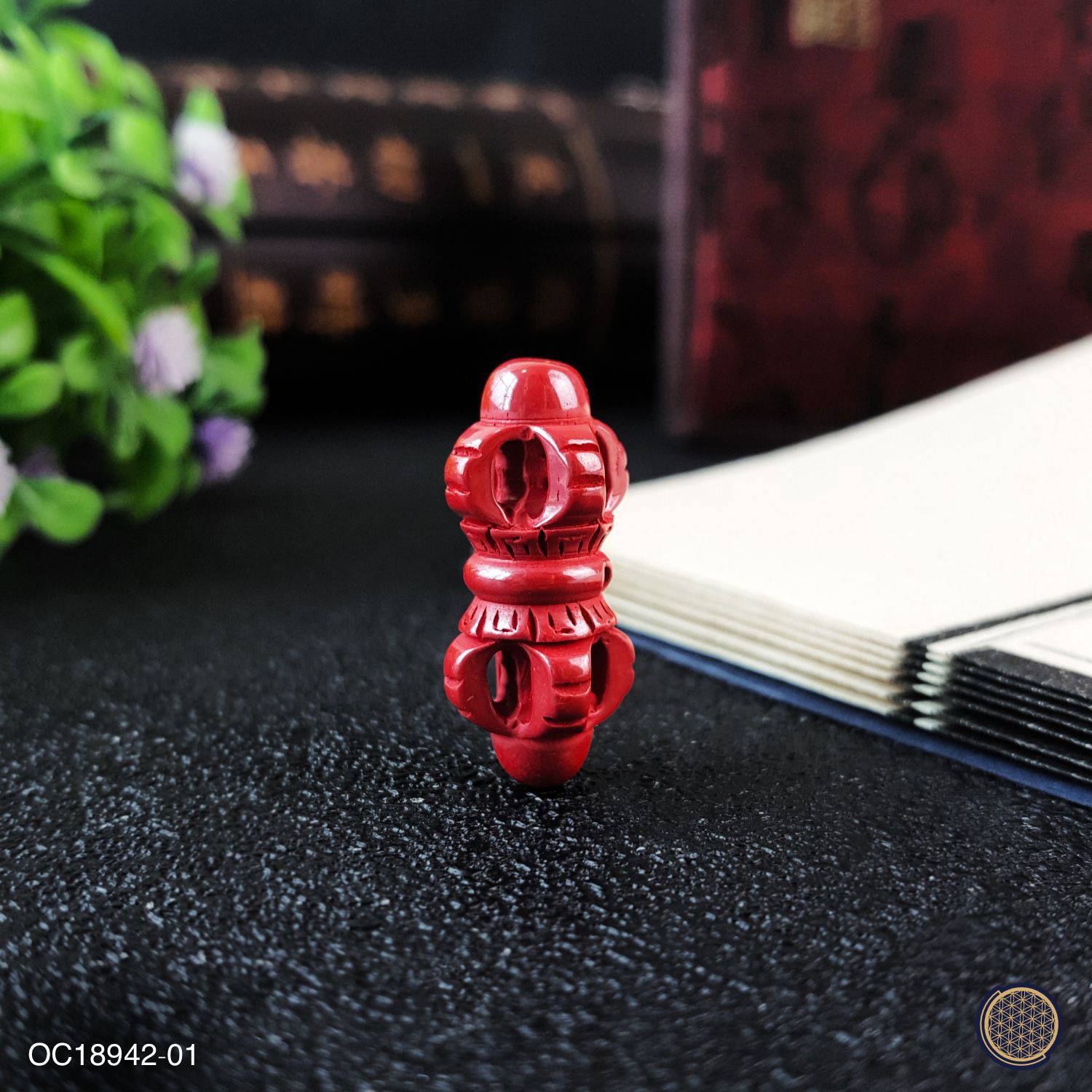 11mm x 25mm 帝王朱砂双鼓金刚杵
