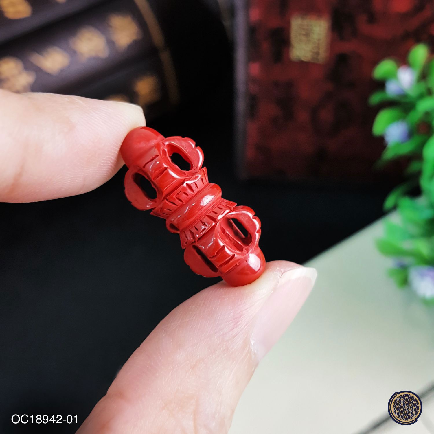 11mm x 25mm 帝王朱砂双鼓金刚杵