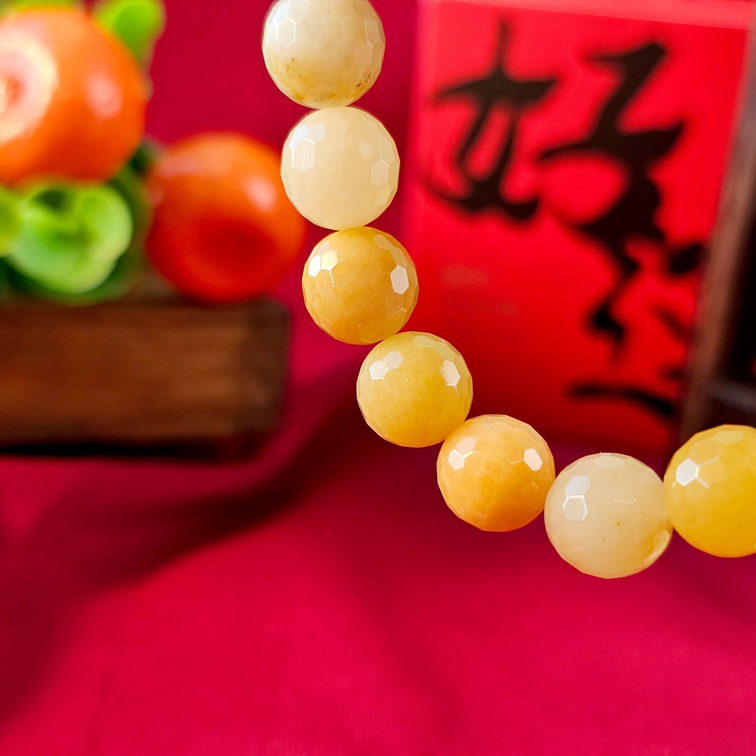 10mm 金丝玉128切面手链
