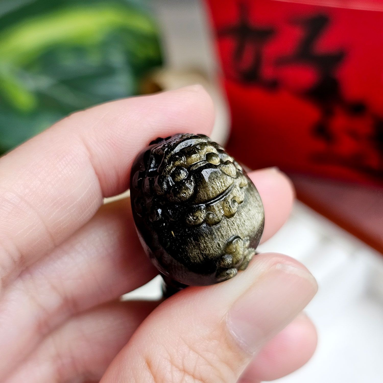 彩虹黑曜石直孔貔貅配件(招财进宝)