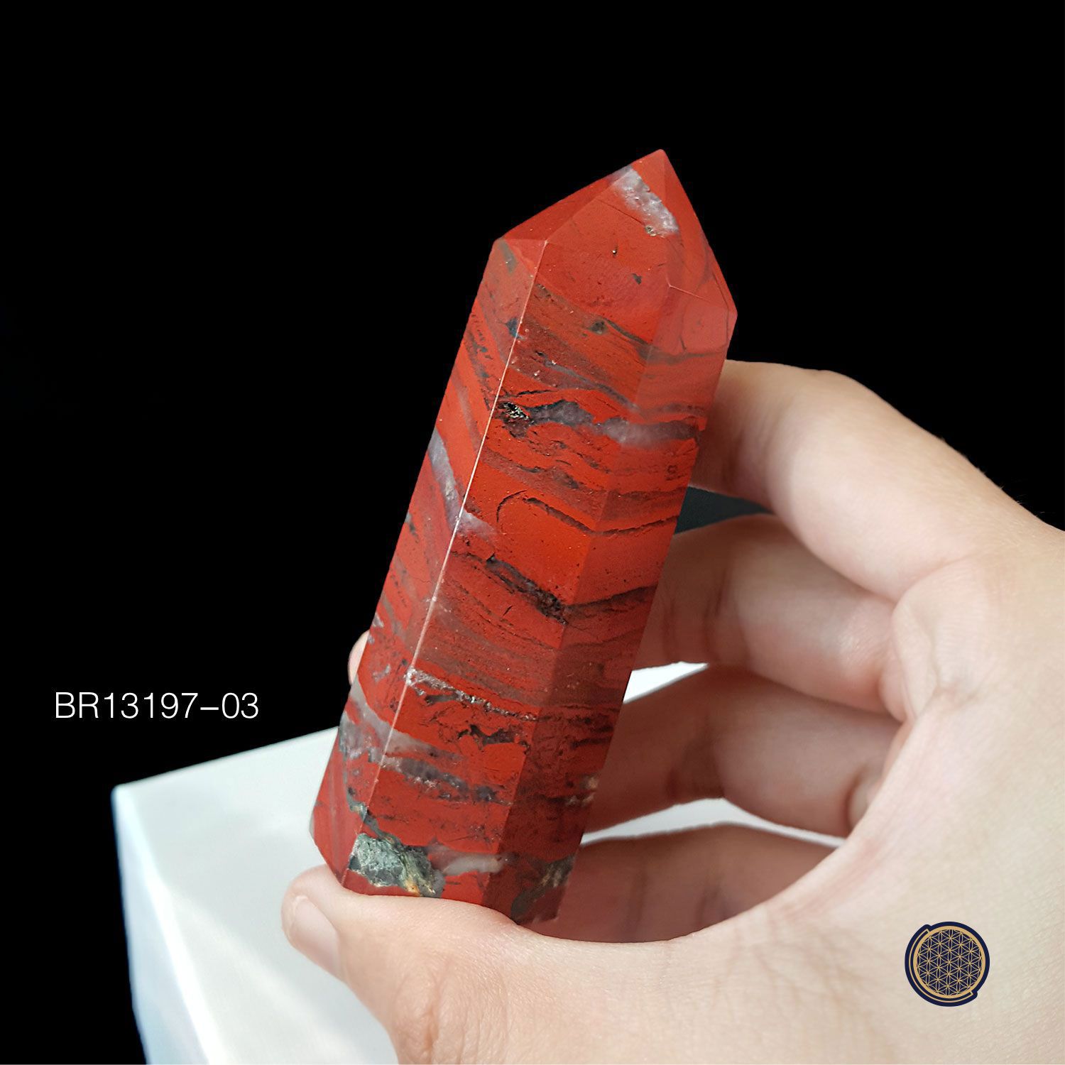 63mm x 100mm 红碧玉柱搭配木座-0.09KGS