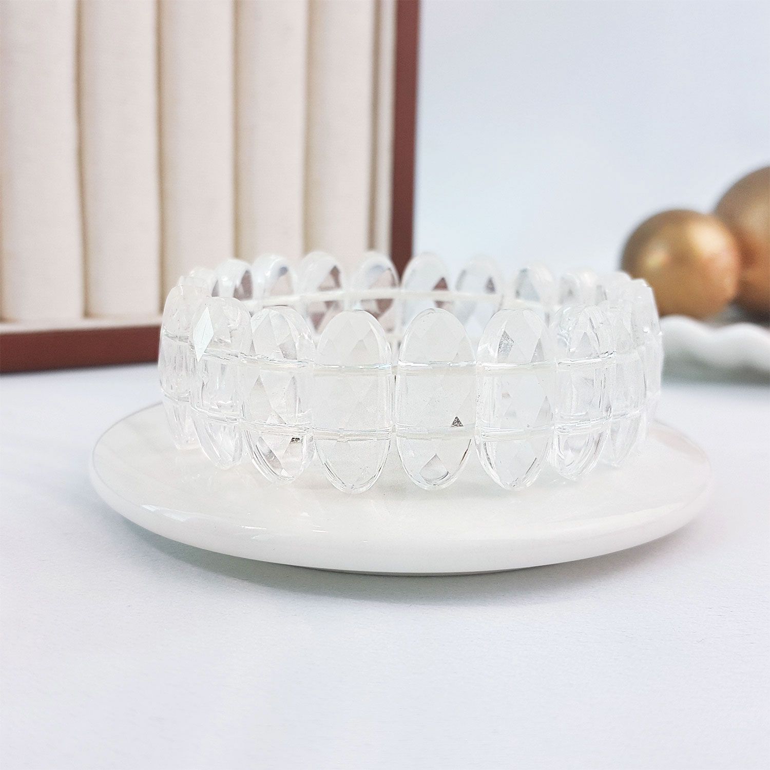 9X20mm Clear Quartz Flat Bracelet