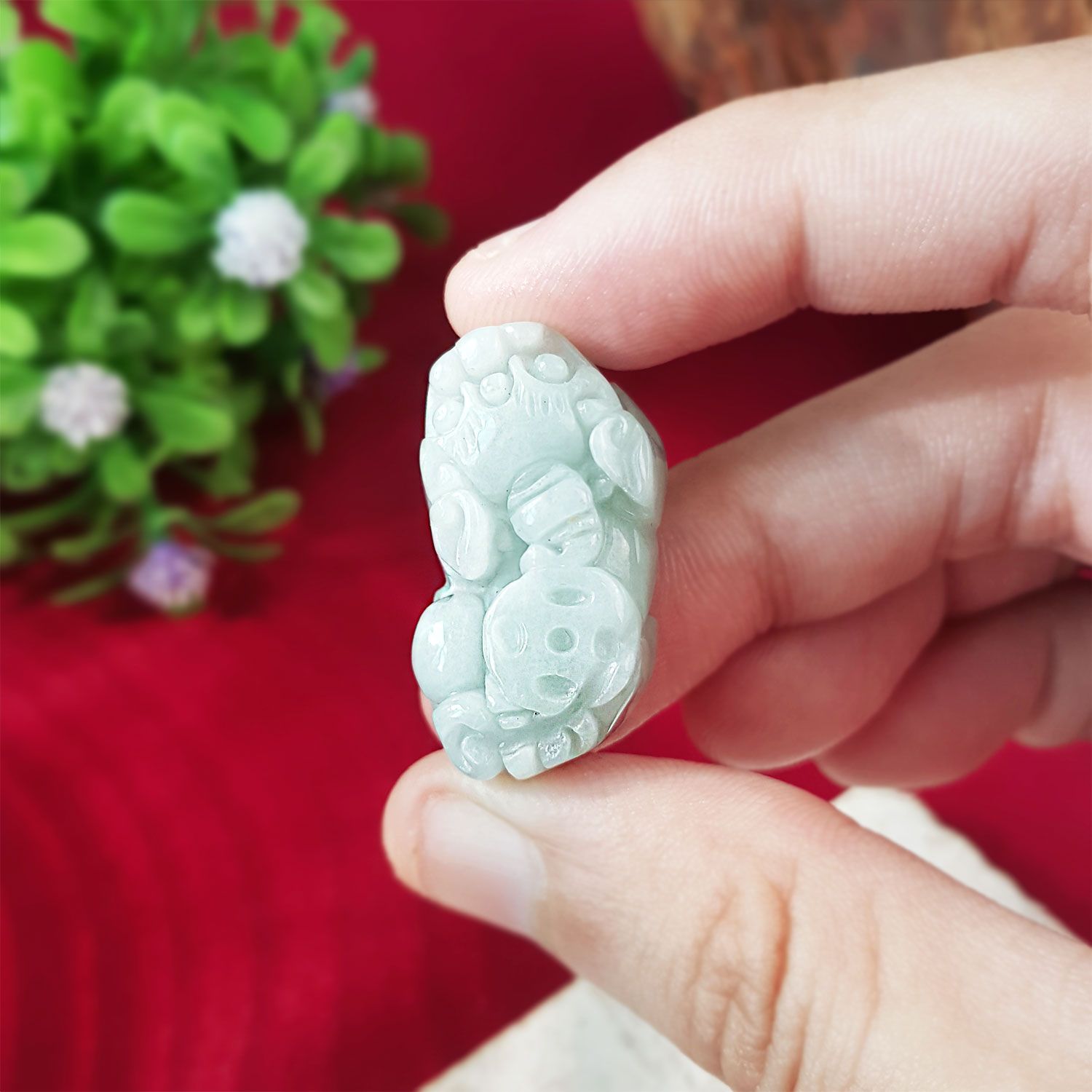 16mm x 28mm 油青玉貔貅(一对)