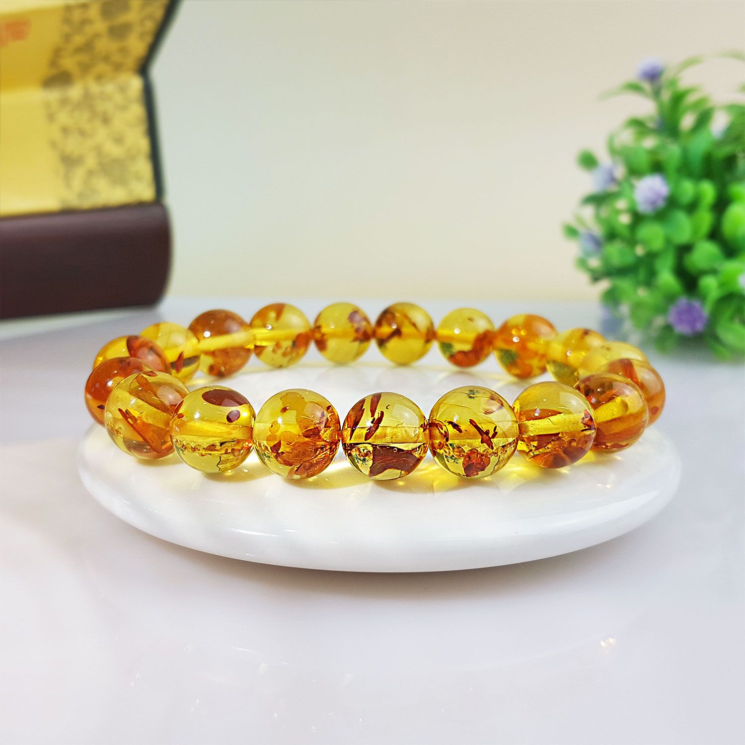 10-10.5mm   Piebald Amber Bracelet