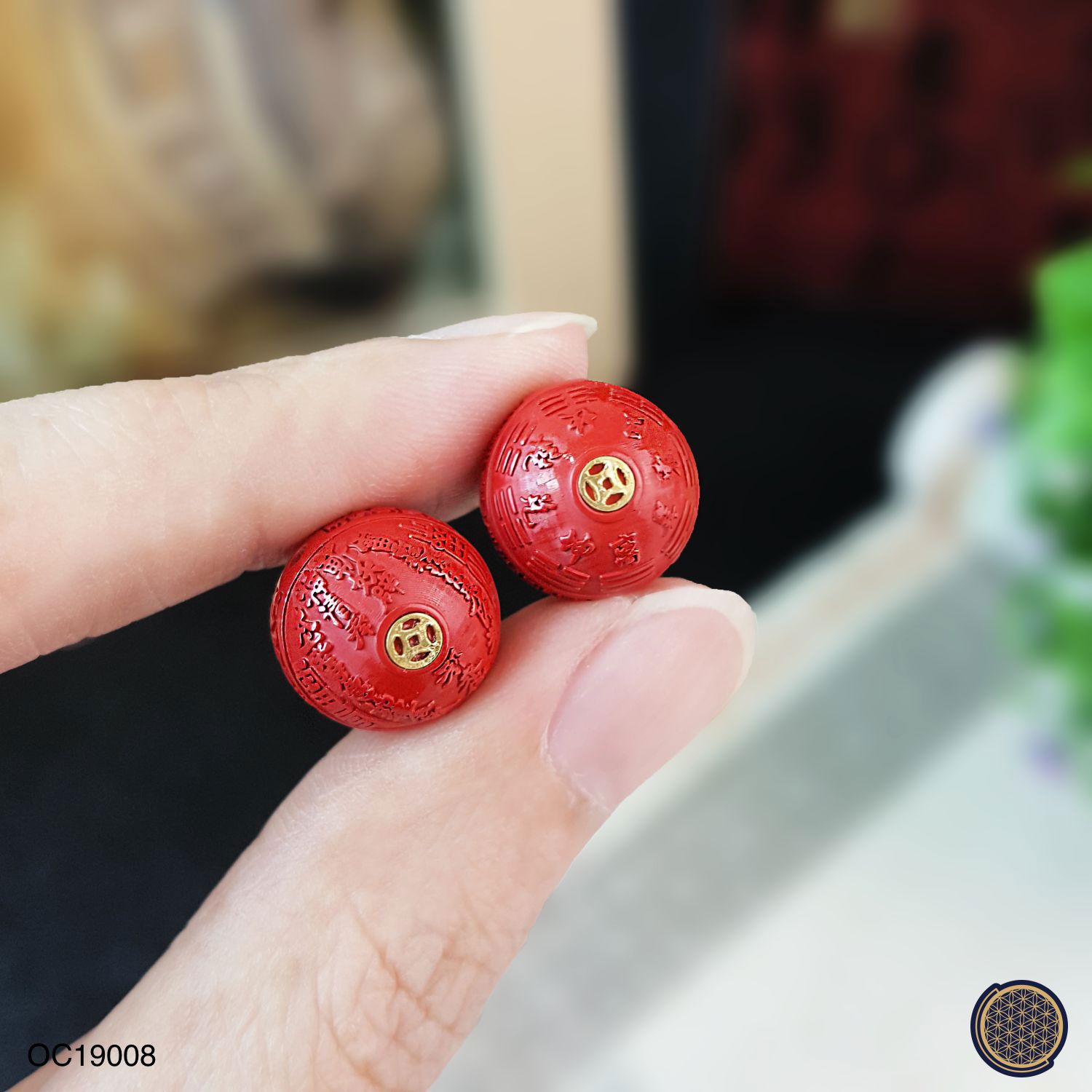 12mm 朱砂三鬼花钱八卦路路通