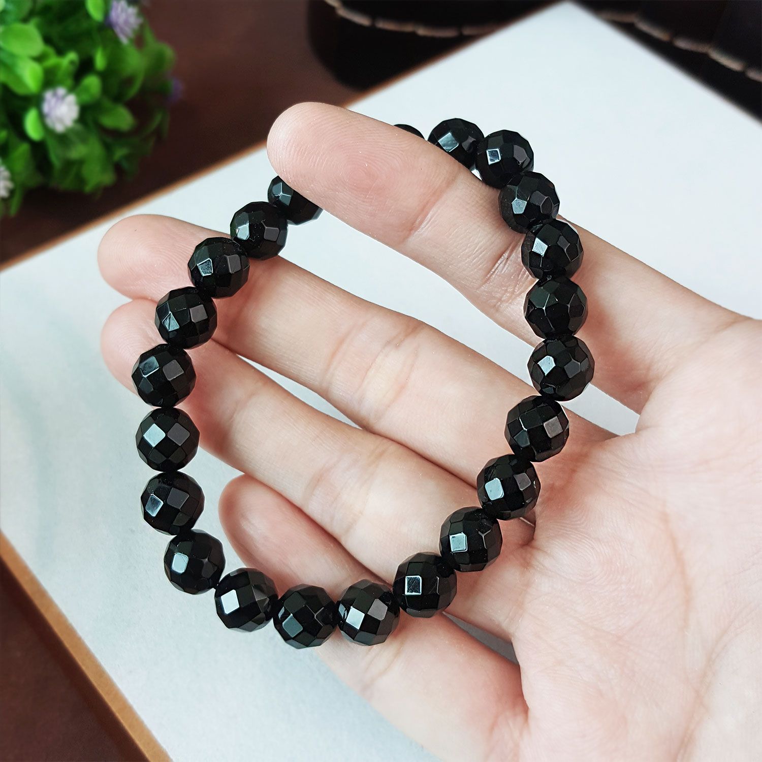 8mm 黑玛瑙切面手链