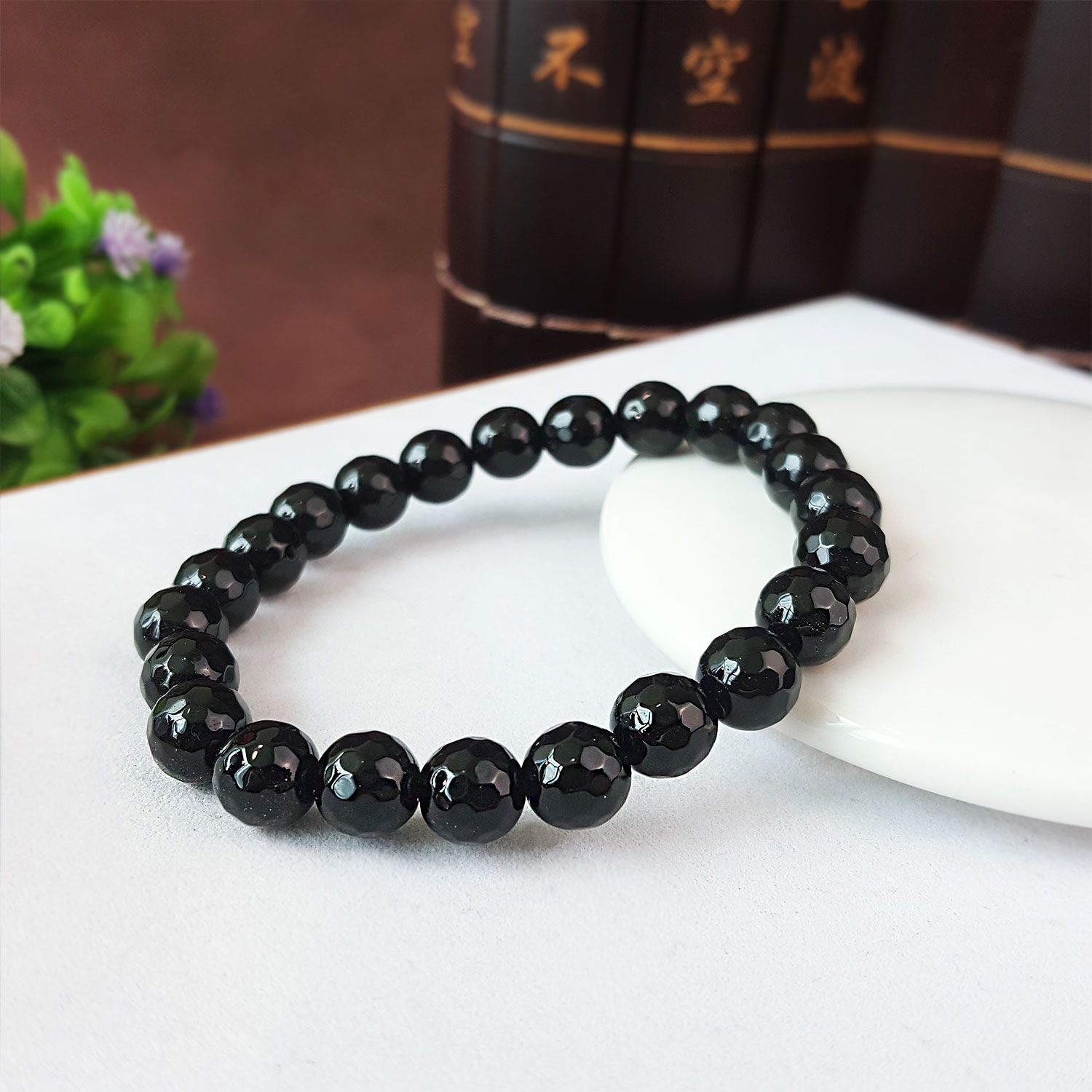 7.5-8mm 黑玛瑙切面手链