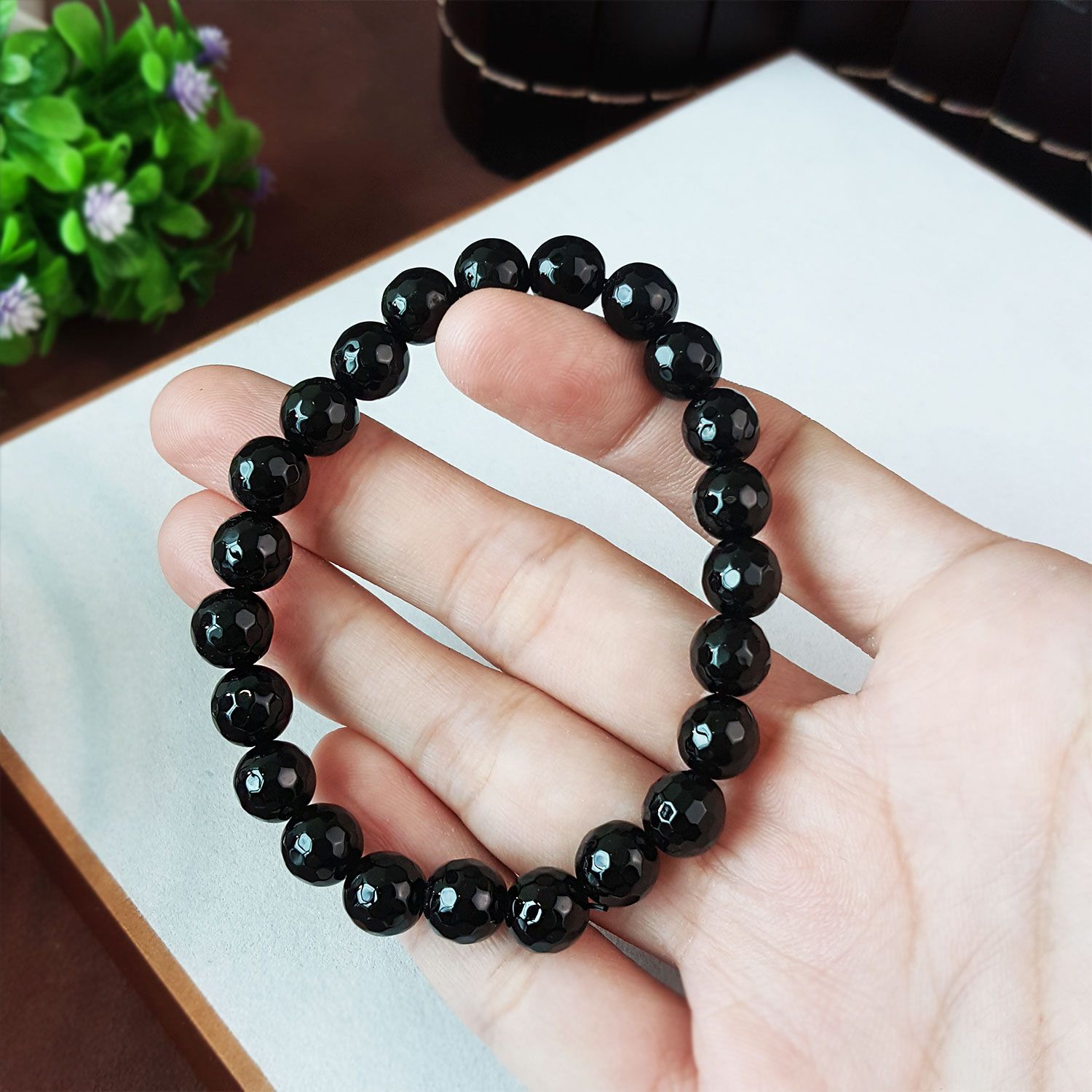 7.5-8mm 黑玛瑙切面手链