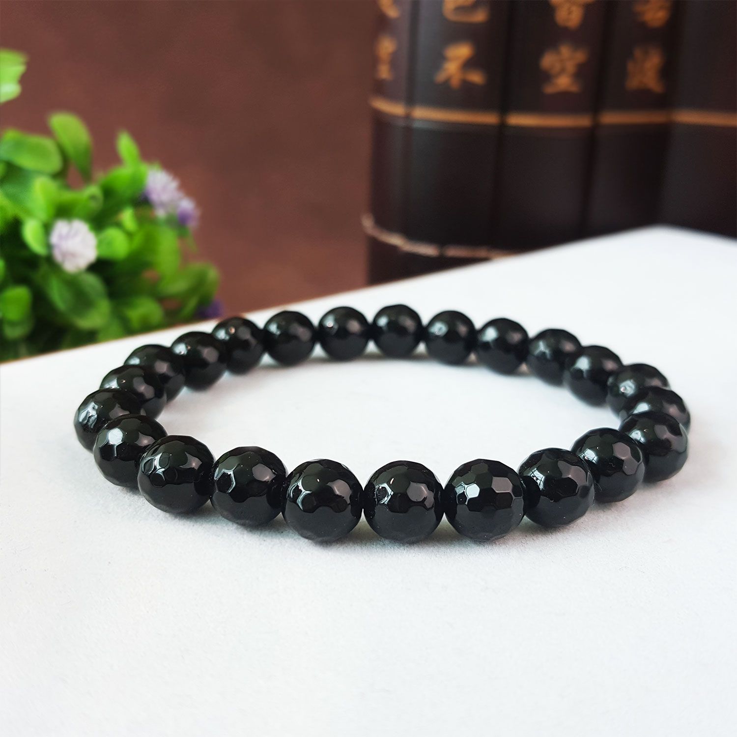 7.5-8mm 黑玛瑙切面手链