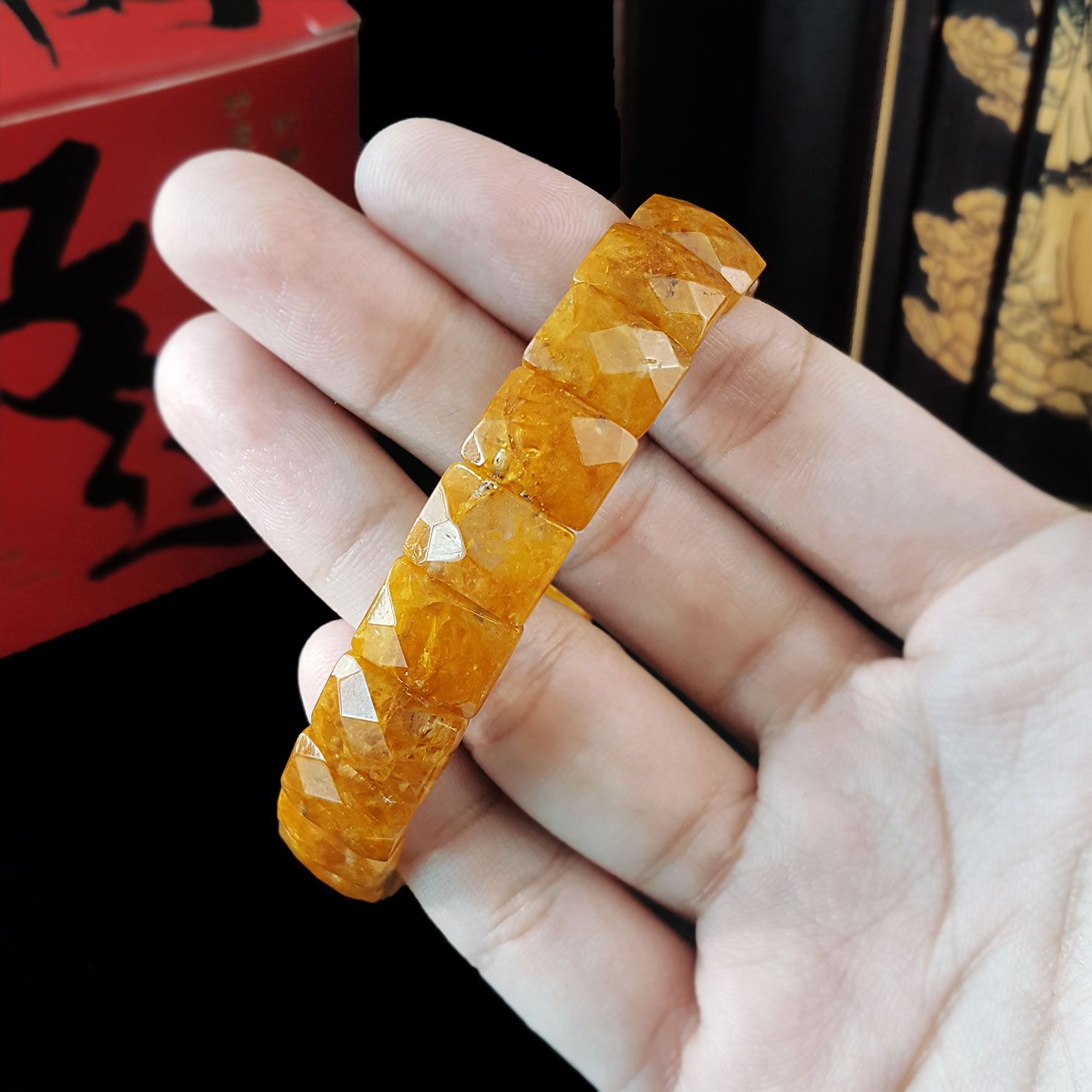 9mm x 12mm 黄玉长方形角度手排