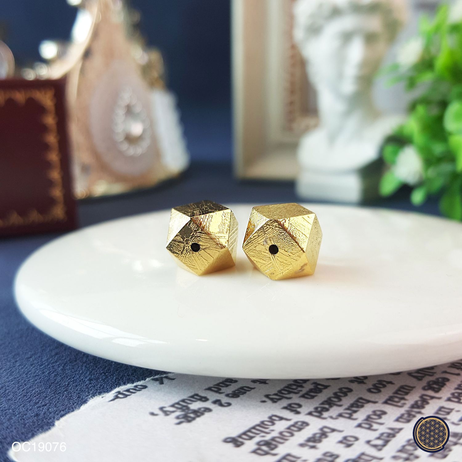 8mm 天铁八角形配件 -金色