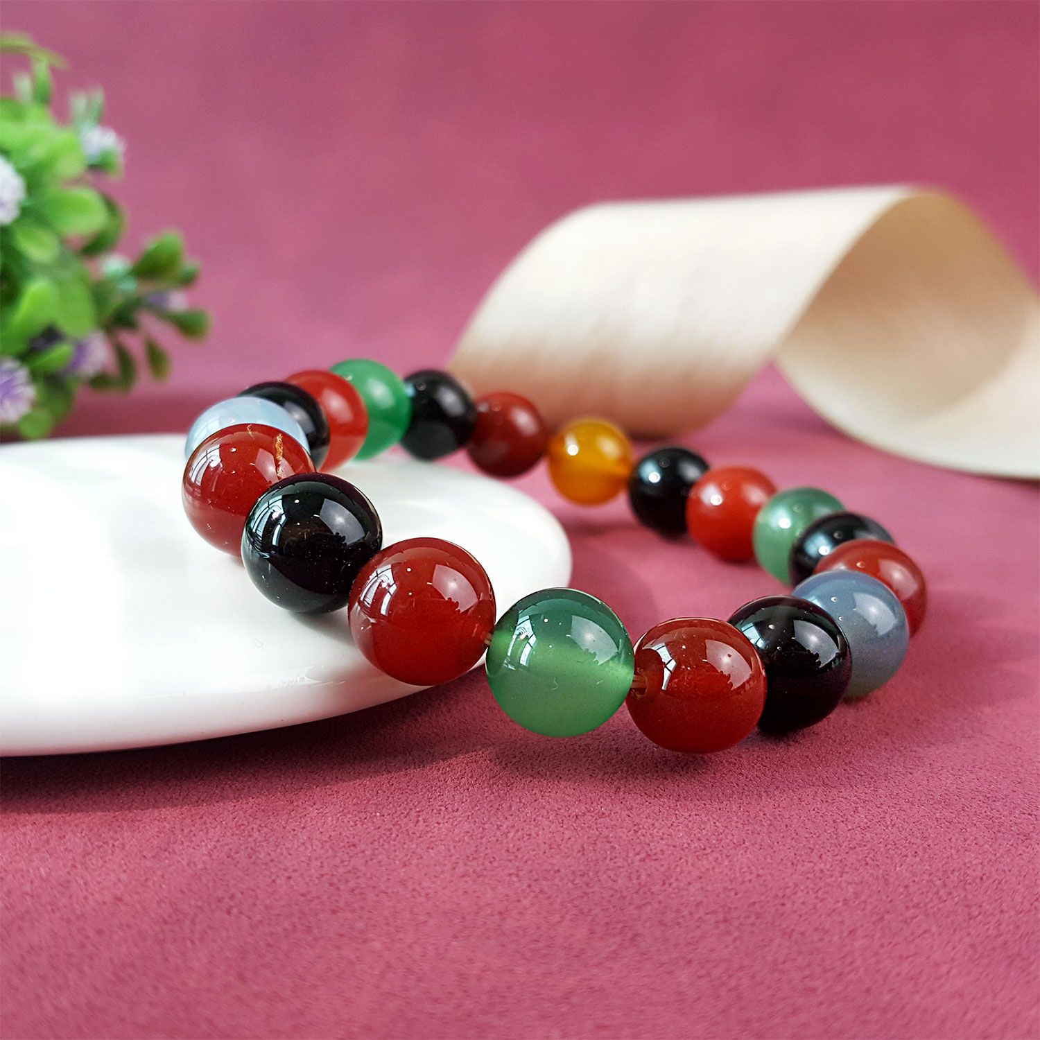 10mm Mixed Agate Bracelet