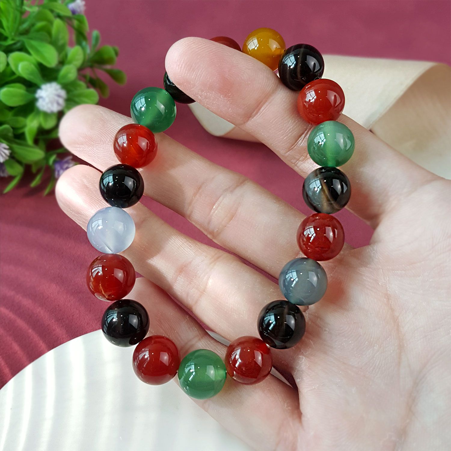 10mm Mixed Agate Bracelet