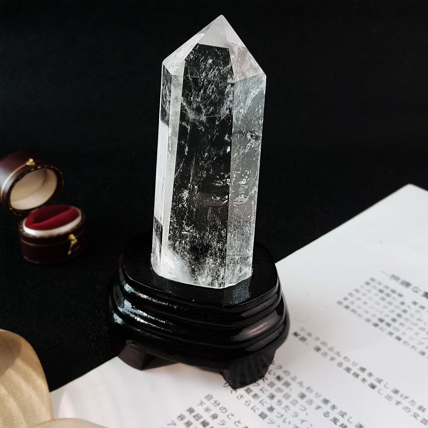 Clear Quartz Point With Wood Stand 