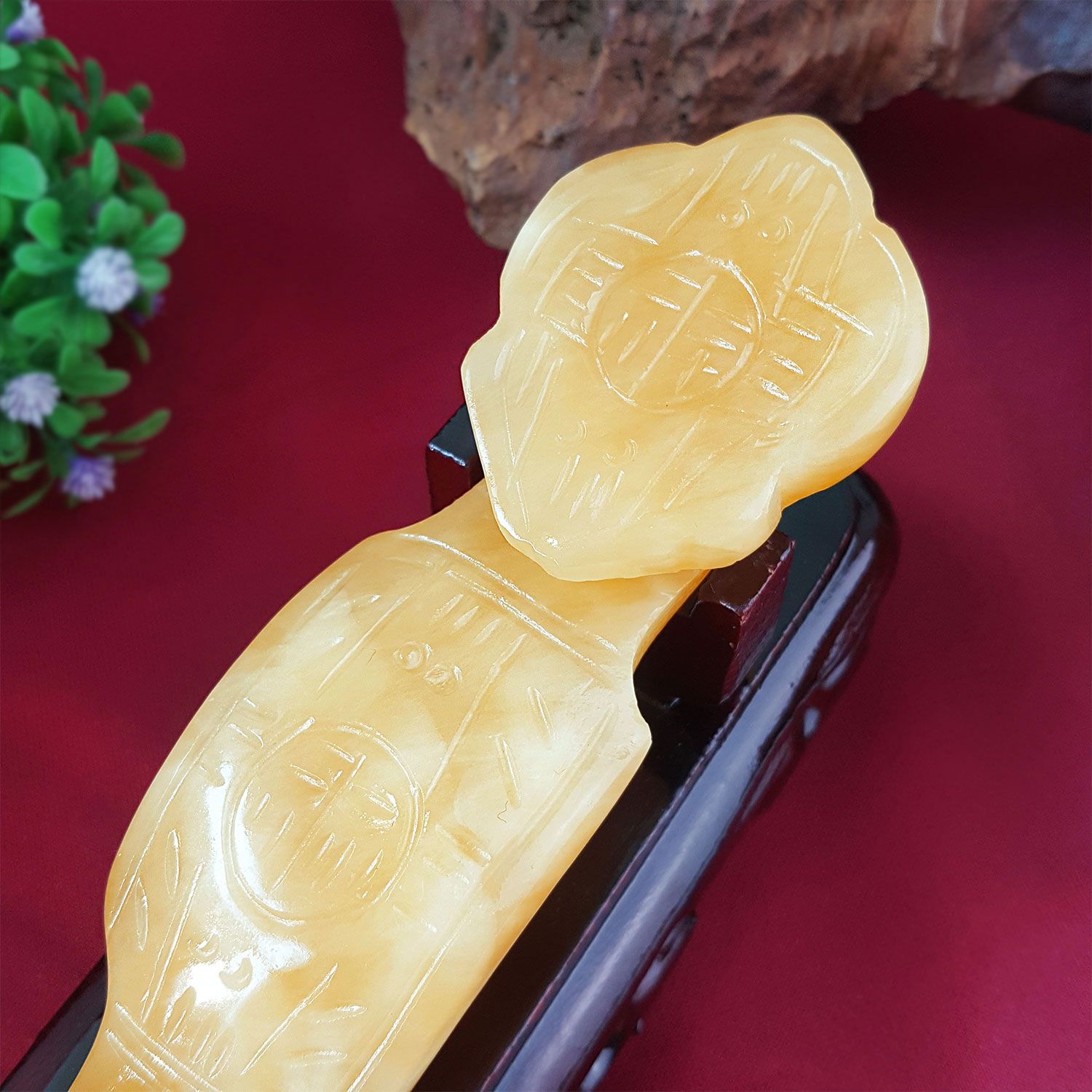 黄玉如意棒搭配木座 (17CM)